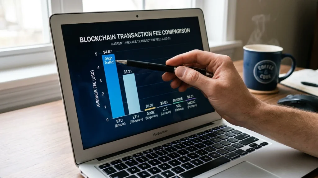 Overzicht van transactiekosten bij crypto bookmakers per netwerk